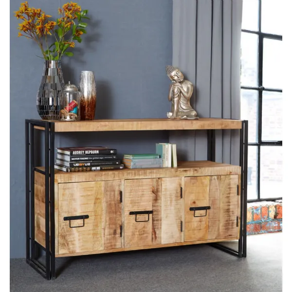 Reclaimed Wood 3 Drawer Industrial Sideboard Metal Frame