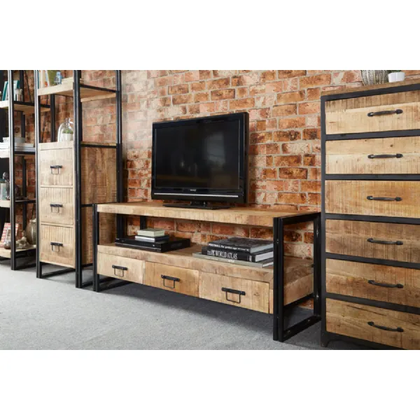Reclaimed Wood 3 Drawer Wide TV Media Plasma Stand