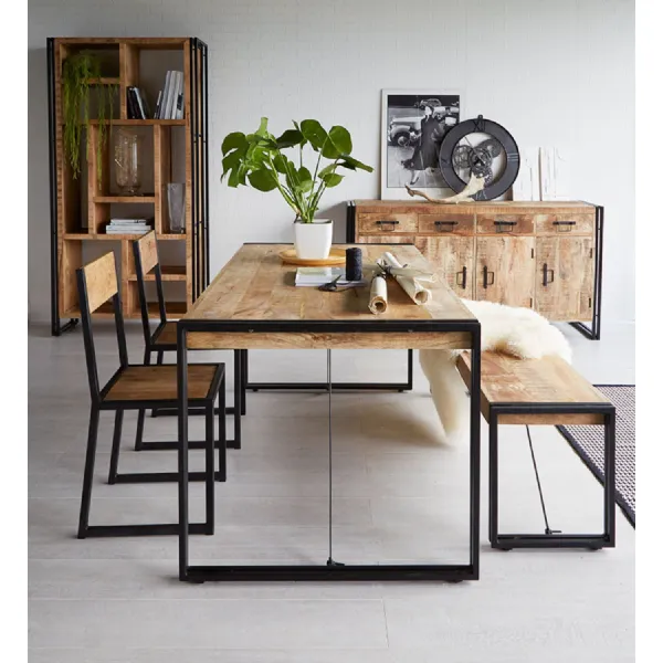 Reclaimed Wood 150cm Rectangular Dining Table Metal Framed