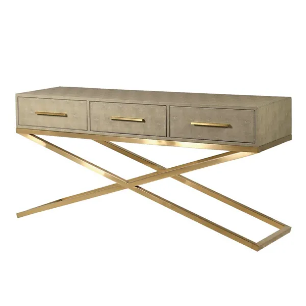 Maxim Sage Faux Shagreen 3 Drawer Console Table