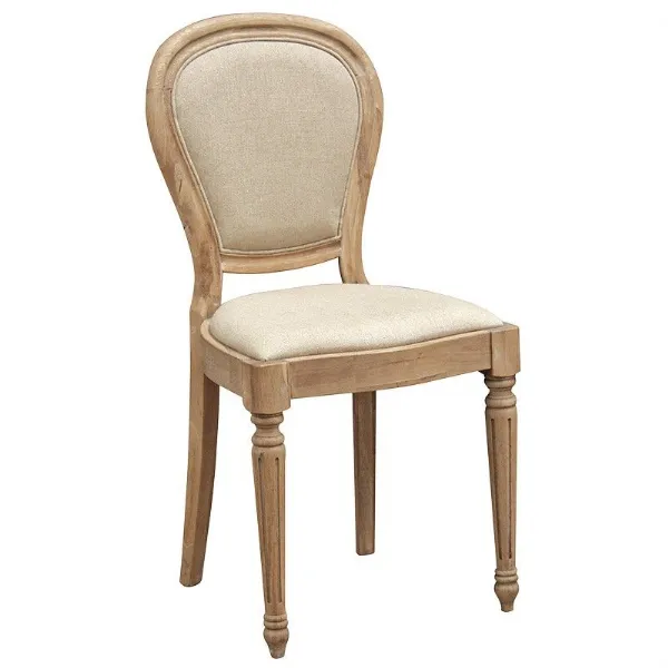 Washed Oak Linen Dining Chair Solid Oak