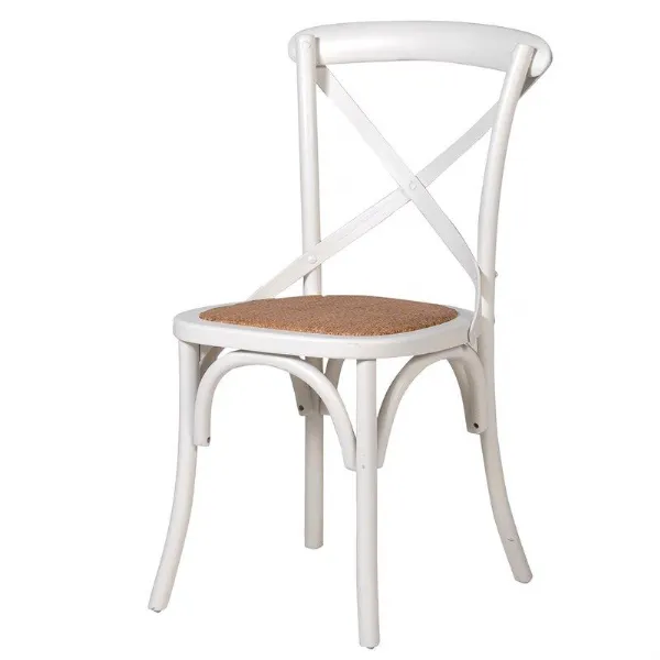 Cream Painted X Back Dining Chair With Rattan Seat