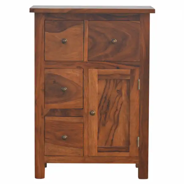 Sheesham Wood Cabinet With 4 Drawers And 1 Door