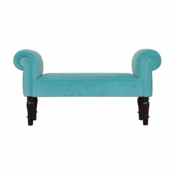 Turquoise Velvet Bench