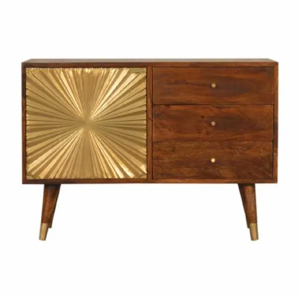 In1538 Manila Gold Cabinet With Drawers