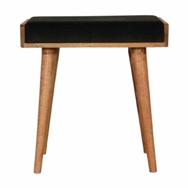 Black Velvet Tray Style Footstool