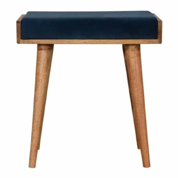 Teal Velvet Tray Style Footstool