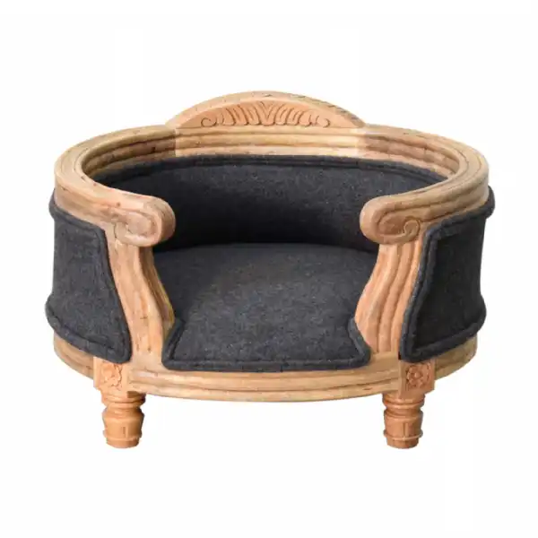 Carved Battleship Tweed Pet Bed