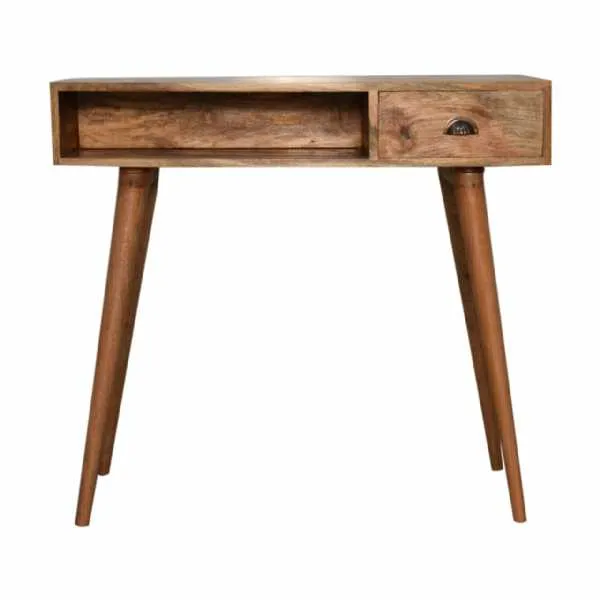 Solid Wood Writing Desk With Open Slot And Cable Access