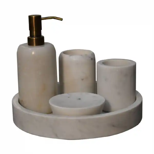 White Marble Bathroom Set Of 5
