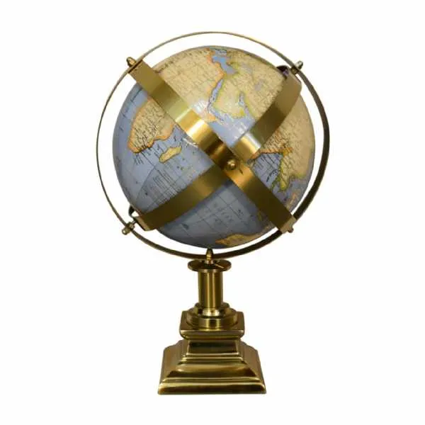 Grey Globe With Brass Frame