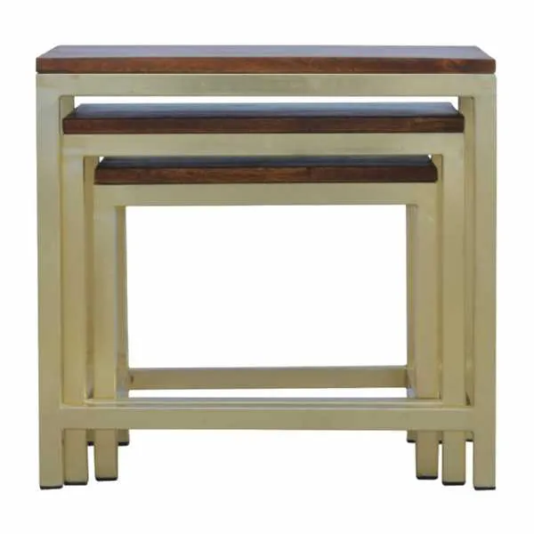 Stool Set Of 3 With Gold Base