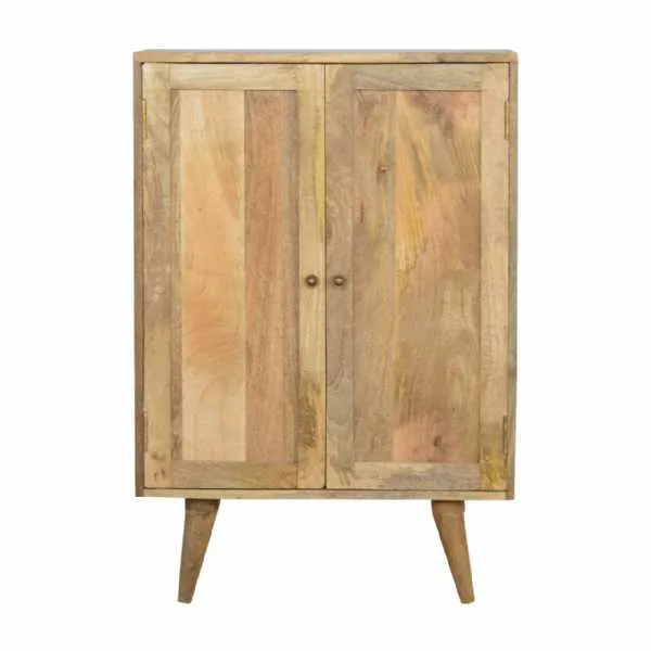 Scandinavian Style Mango Wood 2 Door Wine Utility Kitchen Storage Cabinet 95 x 65cm
