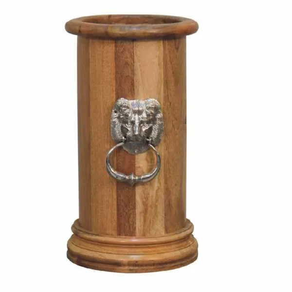 Solid Wood Round Umbrella Stand With Knocker