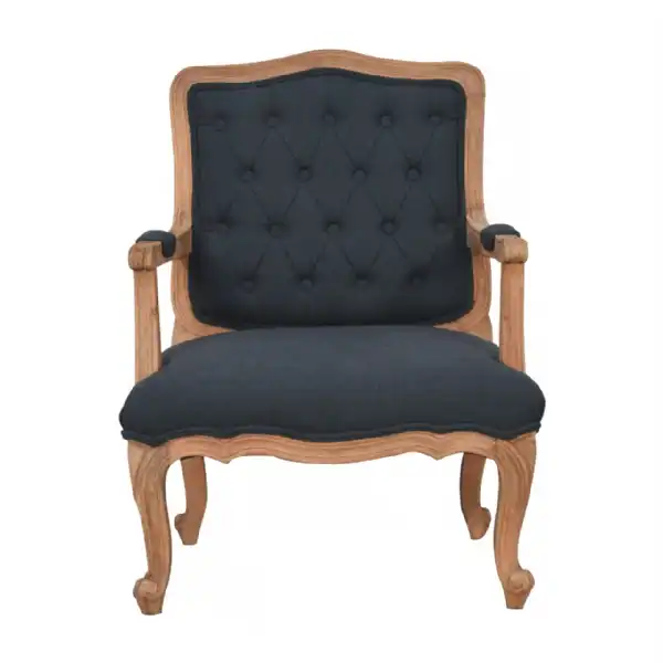 Navy Blue Linen French Style Chair