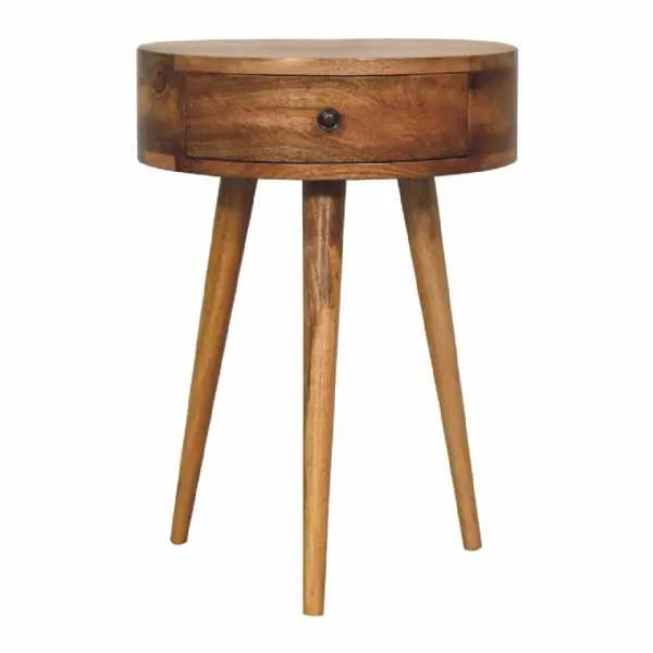 Nordic Oak ish Circular Shaped Mini Bedside