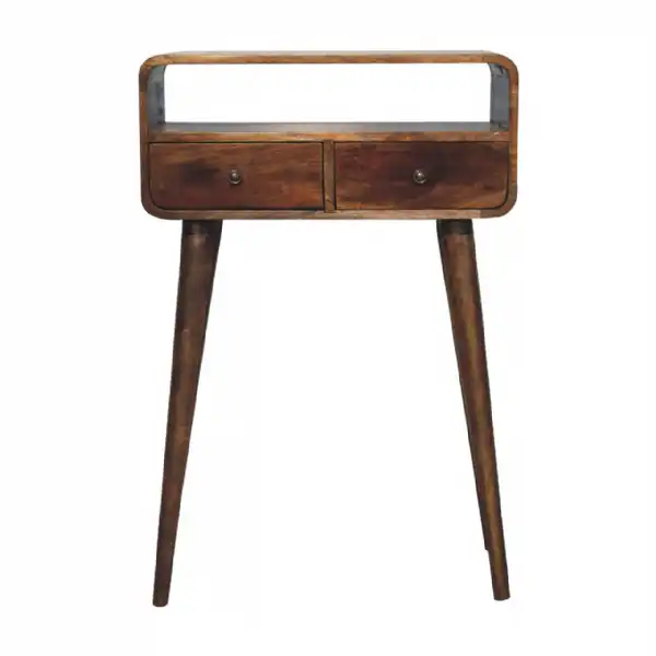 Mini Grey Washed Curved Console Table