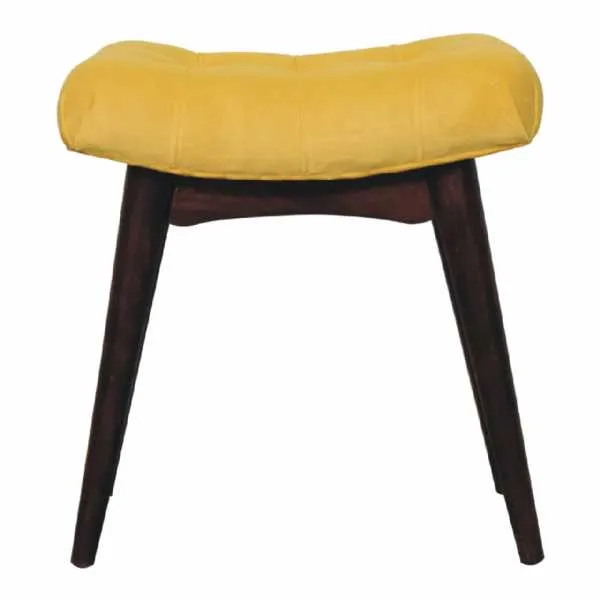 Mini Mustard Cotton Velvet Curved Bench