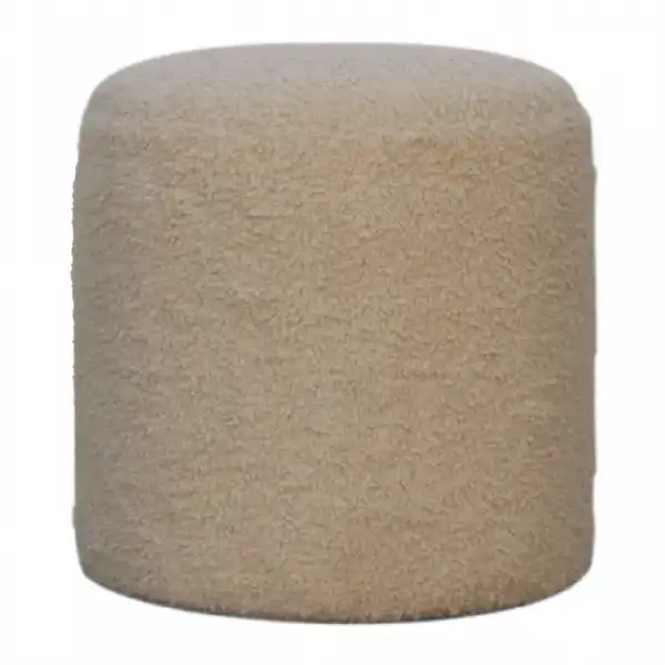 Boucle Cream Round Footstool