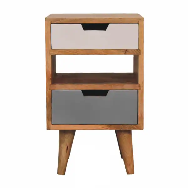 Mini Grey And White Cut out Bedside
