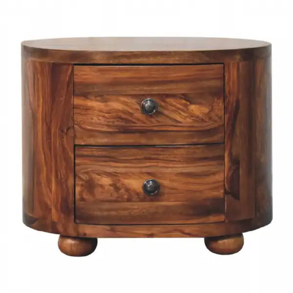Round Honey Bedside With Bun Feet