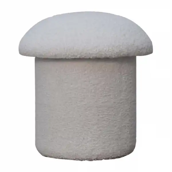 White Boucle Mushroom Footstool