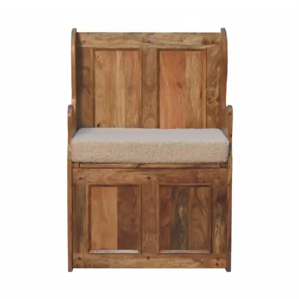 Cream Boucle Mini Monks Bench