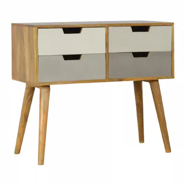 Nordic Style Grey Painted Wood 4 Drawer Console Table