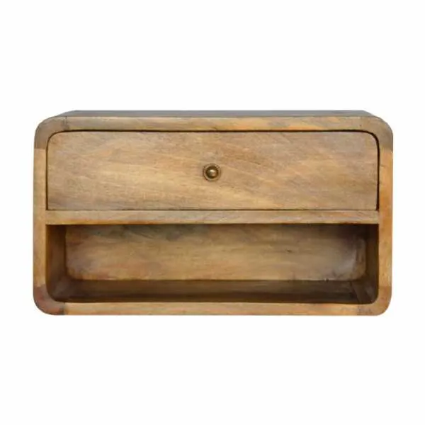 Scandinavian Curved Edge Wall Mounted Modern Single Drawer Bedside Table 25x45cm