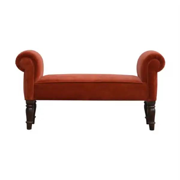 Bench In Brick Red Velvet