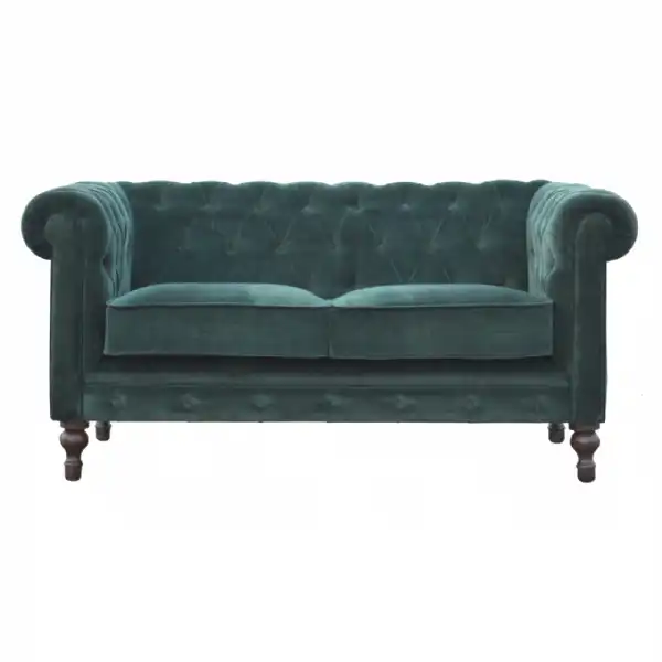 Emerald Green Velvet 2 Seater Chesterfield Sofa
