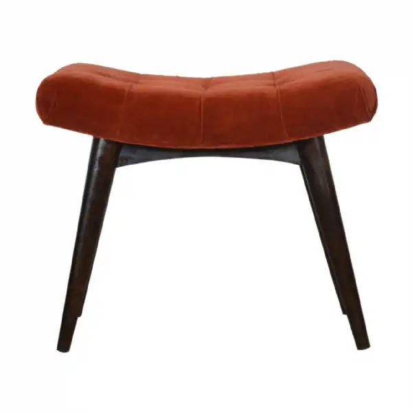Brick Red Velvet Deep Button Bench