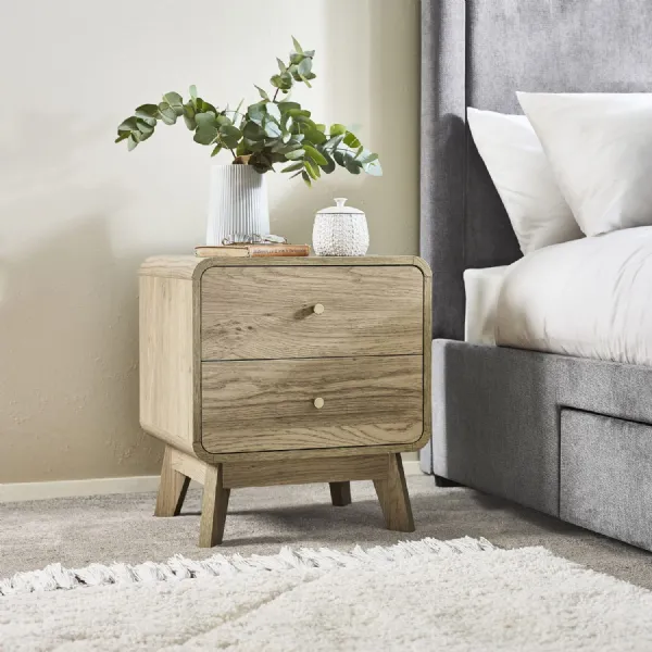 Ingrid 2 Drawer Bedside Oak