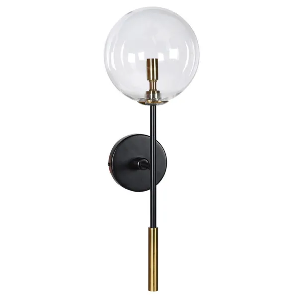 Black and Gold Glass Orb Wall Light