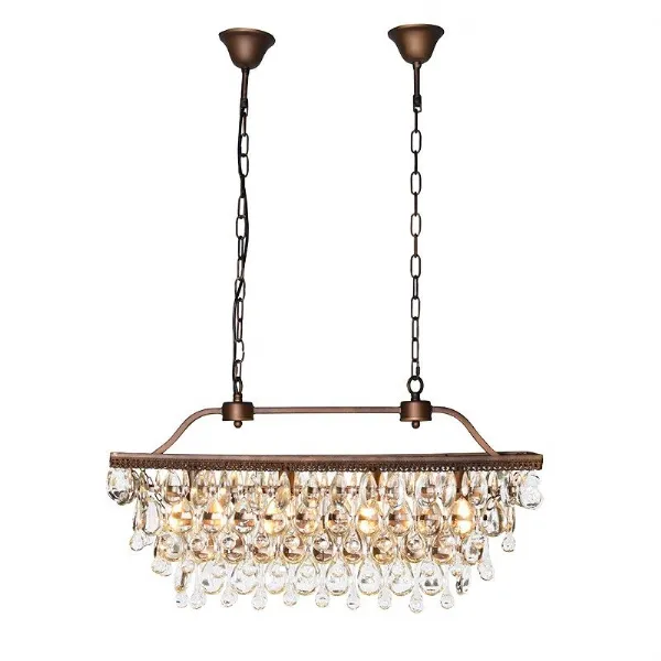 Modern Tiered Crystal Droplets Rectangular Chandelier Ceiling Light