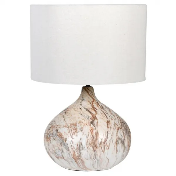 Brown And Blue Lamp With Linen Shade
