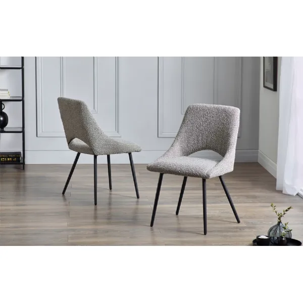 Iris Boucle Dining Chair Grey