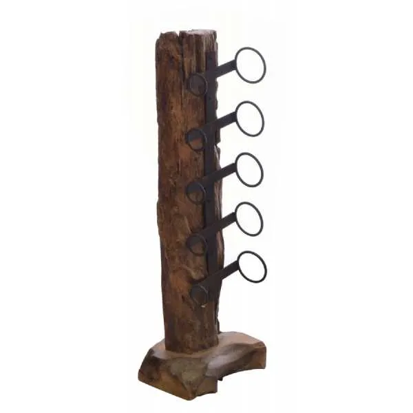 Eroded Natural Wood Bottle Shaped Wine Rack
