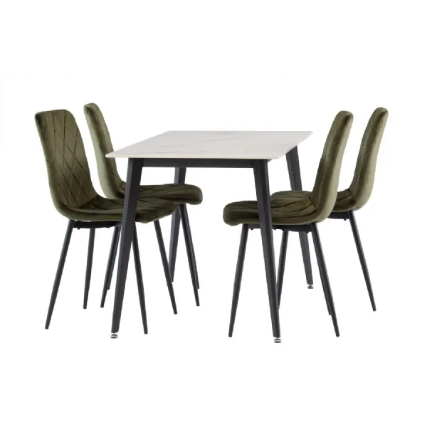 1.3m Small Dining Table Marble Effect Gold Stone Top