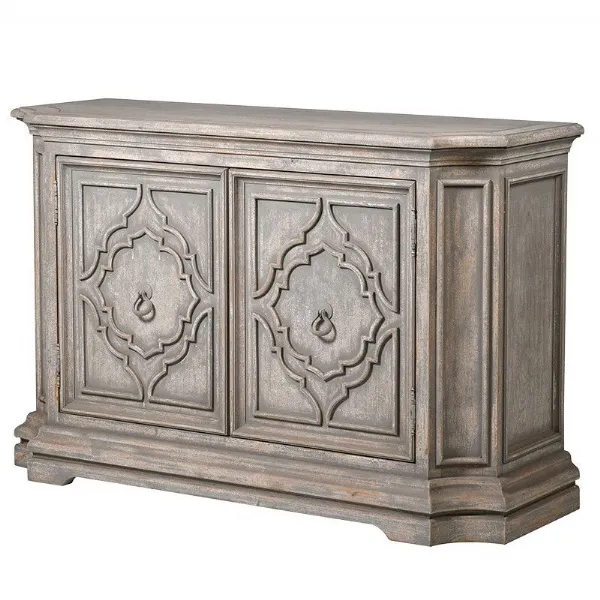 Traditional Heritage Painted Distressed Grey Wash 2 Door Sideboard