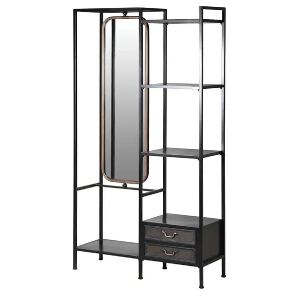 Dark Brown Iron Vanity Unit with Mirror