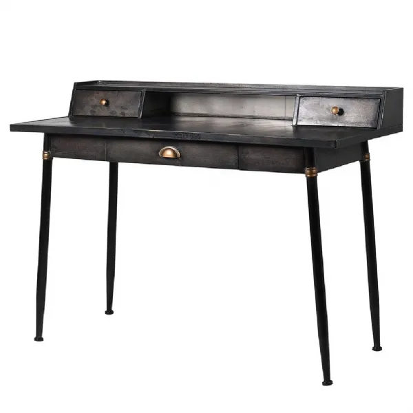 Blk 2 Drawer Metal Desk