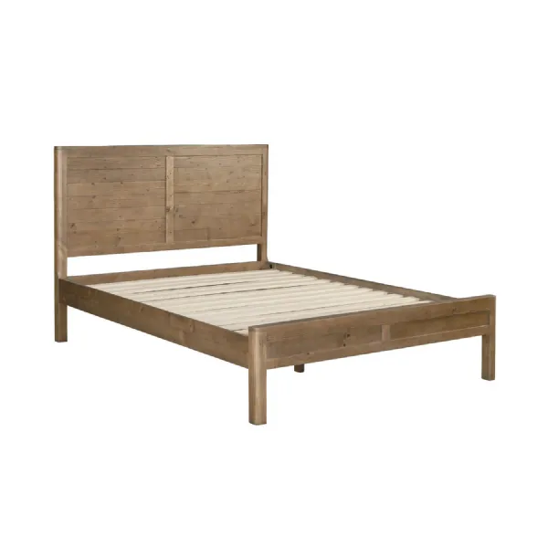 Rustic Pine Wooden King Size Bed Frame with Solid Legs