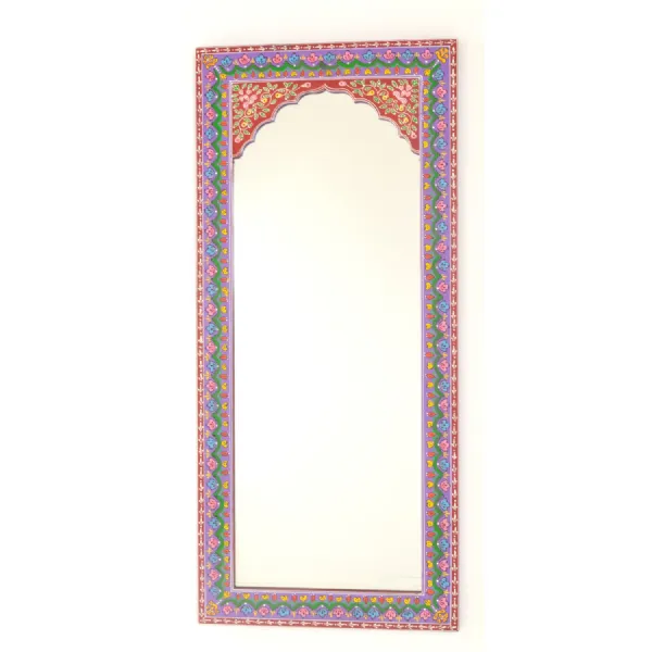 Traditional Style Large Hand Painted Rectangular Decorative Wall Mirror