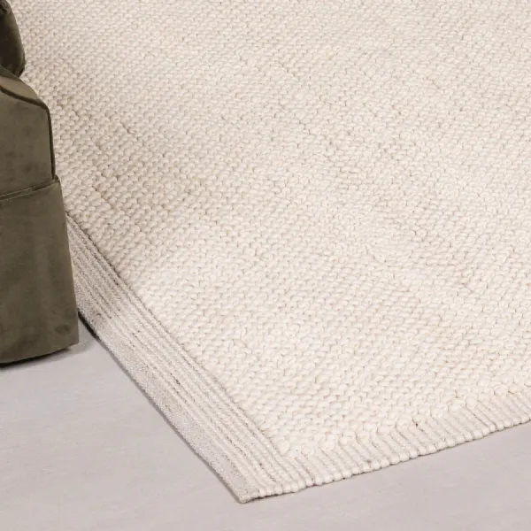 Ivory Pebble Wool Border Rug 230x160cm