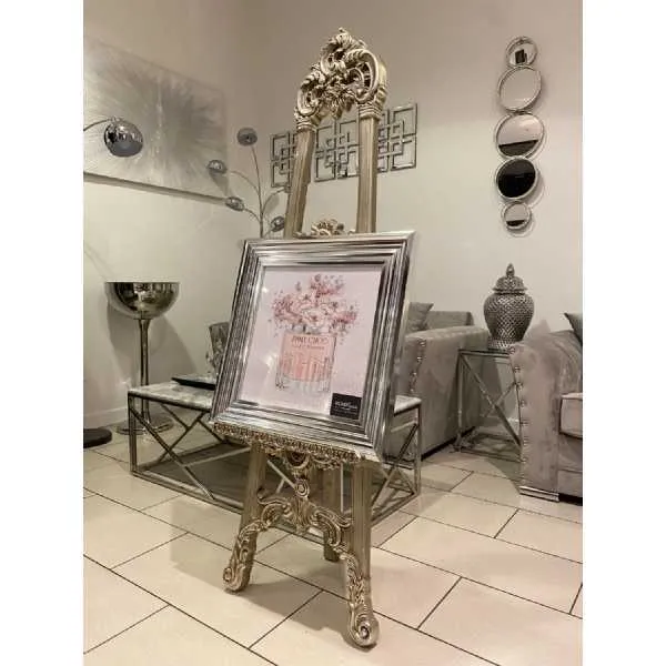 Jimmy Choo Pink Perfume And Flowers Wall Art Chrome Step Frame