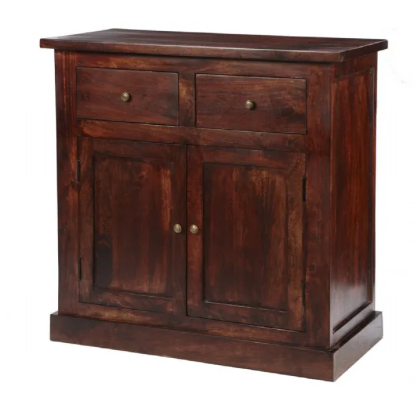 Dark Mahogany Wood Small Sideboard 2 Doors 2 Drawers