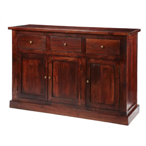 Dark Mango Wood 3 Door 3 Drawer Large Sideboard