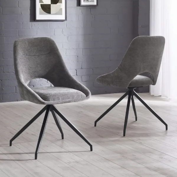 Jonah Set of 2 Grey Chenille Upholstered Dining Chairs