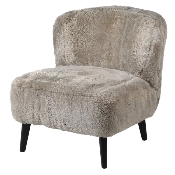 Taupe Lambs Wool Slipper Chair
